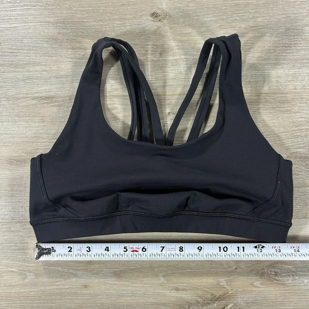 Lululemon Size 10 Black Energy Bra Exhale Mesh Criss Cross Medium Support B/C